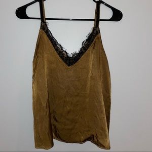 Zara Lace-Trimmed Silk Mustard Camisole